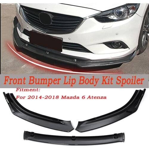 High Quality Carbon Fiber Look/ Black 3pcs Car Front Bumper Splitter Lip Diffuser Spoiler Cover For Mazda 6 Atenza 2014-2018