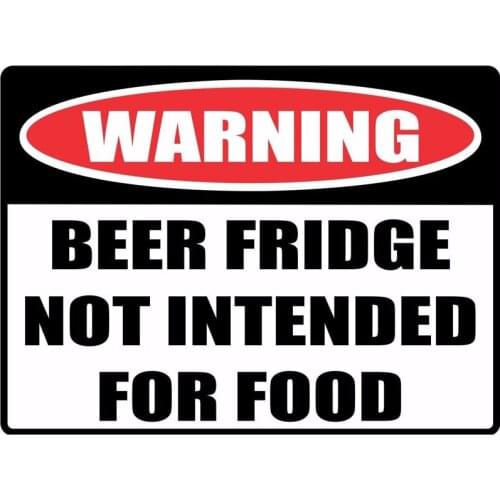 Funny Warning Signs Refrigerator Beer Not Used for Food Stickers Pvc Auto Parts Motorcycle Car Window Decals Waterproof 16*12 Cm