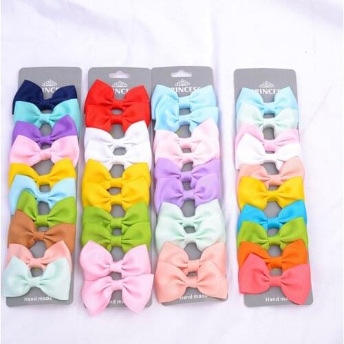 10pcs/set of Ribbon Bow Hairpin Cute Baby Girl Clip Colorful Hairpin Solid Color Childrens Hair Accessories