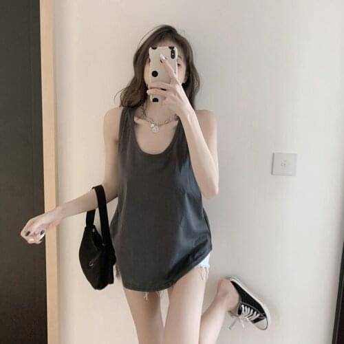 Womens Clothes Summer T-shirt Round Neck Sleeveless Vest Sexy T-shirt Womens 2021 Fashion Casual Loose New Top womens tops