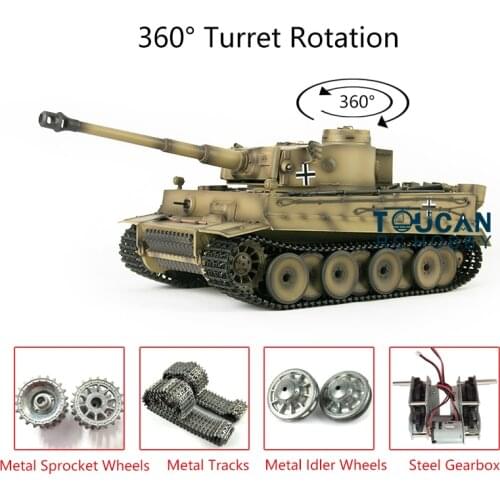 1/16 Heng Long 7.0 Metal Tiger I RC Tank 3818 W/ 360 Turret TH17267-SMT4