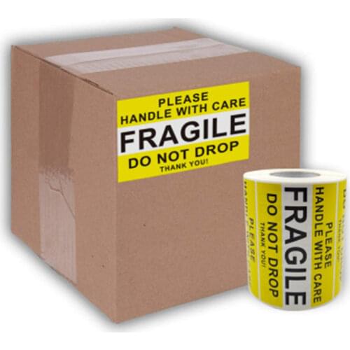 100 PCS Fragile Stickers Please Handle with Care DO NOT DROP Thank You Warning Labels for Goods Express Delivery Box Decoration