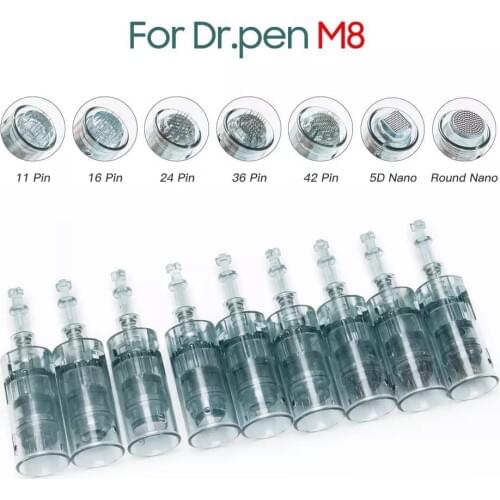50pcs Dr.Pen M8 Derma Pen Replacement Cartridge Microneedle Bayonet Needle 11 16 36 42 Tattoo Needle Skin Needle Tip Derma Stamp