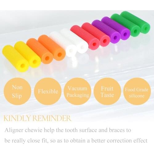 6 Flavors Aligner chewies with Potable Box Dental Aligner Seater Orthodontic Chew for Invisalign Aligners Clear or Metal Braces
