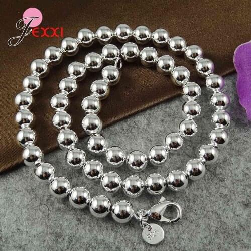 Lobster Clasp DIY Accessories Women 925 Sterling Silver Beads Long Chain Necklaces Birthday Gift Jewelry For Party Anniversary