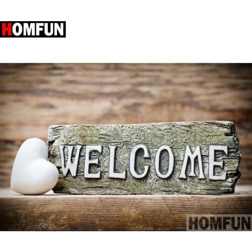 HOMFUN Full Square/Round Drill 5D DIY Diamond Painting "Text heart" 3D Diamond Embroidery Cross Stitch Home Decor A18882