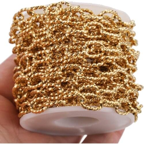 1M Width10mm Stainless Steel Oval Twist Cable Chain Heavy Circle Textured Chunky DIY Chains Punk Rock Jewelry Making Supplies