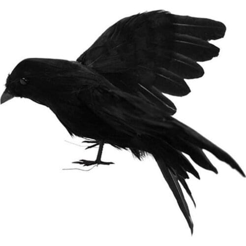 Black Plastic Crow Halloween Prop Cosplay Artificial Bird Charm Hunting Decoys Home Garden Decor Haunted House Decoration