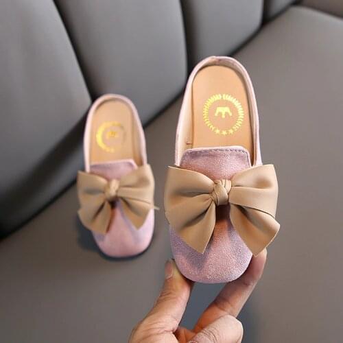 Kids Slippers for Girls Outdoor Fashion Bowknot Closed Top Casual Cute Shoes Slip-On Children Slippers For Girls Indoor Outdoor