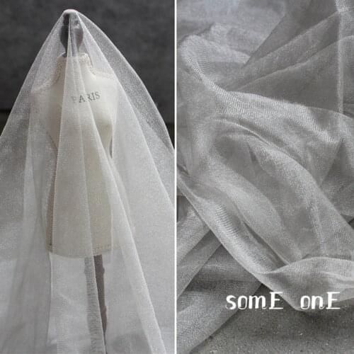 Pearly-lustre Mesh Tulle Fabric Soft Light Gray DIY Fluffy Skirt Veil Scarf Party Decor Dress Designer Fabric 50*155cm