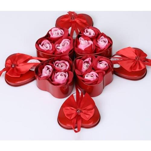 3Pcs kanbuder Valentines Day gift Rose Flower Soap Scented Bath Body Petal Wedding Decoration Gift Best