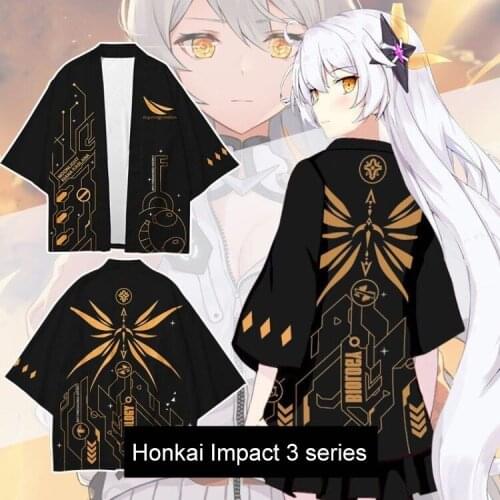 Honkai Impact 3 3D Printing Japanese Kimono Haori Yukata Cosplay Women/Men Summer Casual Cool Short Sleeve Streetwear