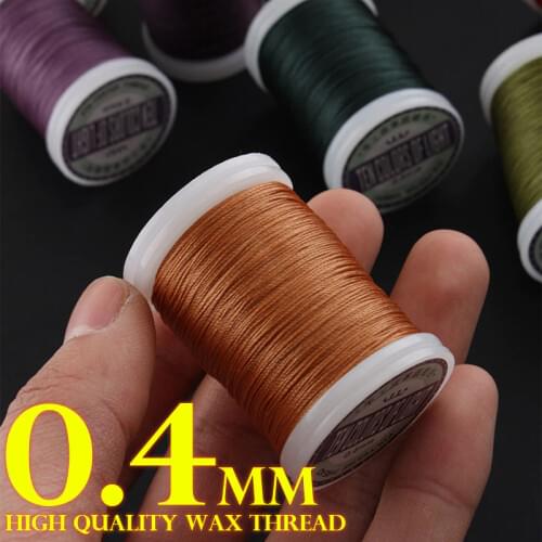 0.4mm Black Brown Round Waxed Thread Strong Polyester Cord Wax Coated Strings for Leather Craft Repair Shoes Sewing DIY Tools