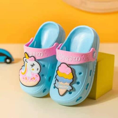 Summer Beach Kids Croc Boys Girls Soft Cartoon Slippers Cute Unicorn Sandals Flat Heel PVC Garden Shoes