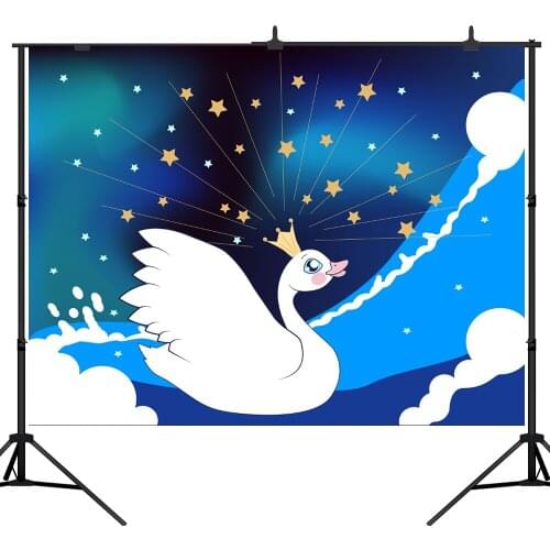 Lyavshi Photography Backdrop Swan Golden crown Stars children baby shower birthday party background professional photo studio