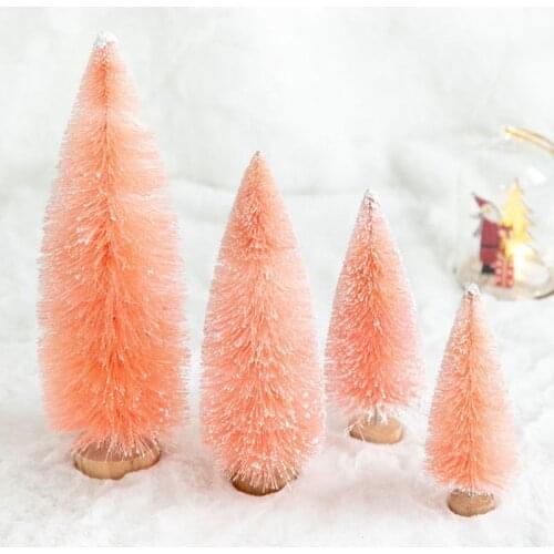 Small Flocked Artificial Christmas Tree Snow Globe Décor Cute Unique Mini Frosted Bottle Brush Trees Pretty Holiday Part Jy28 21