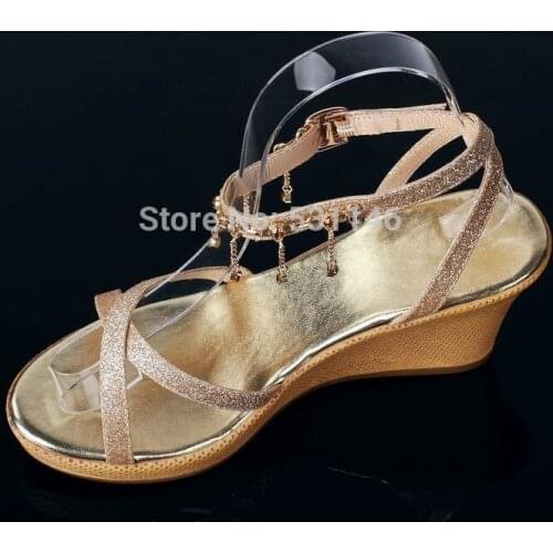Fashion Clear Acrylic Shoe Display Stand Holder For WomensSandals Shoe Store 100pcs