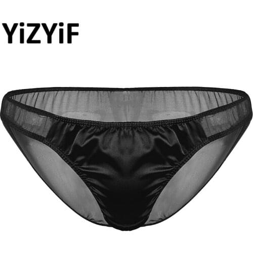Mens Lingerie Sissy Panties Bikini Thongs Men Underwear Soft Breathable Sheer Mesh Shiny Ruffle Briefs jockstrap gay Underwear