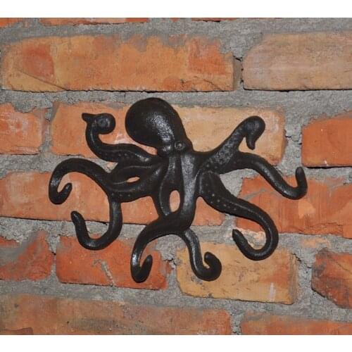 Rustic Octopodidae Wall Rack Hook Holder ,Cast Iron Octopus Hook 10 inch - Decorative Hook - Sealife Metal Wall Hook