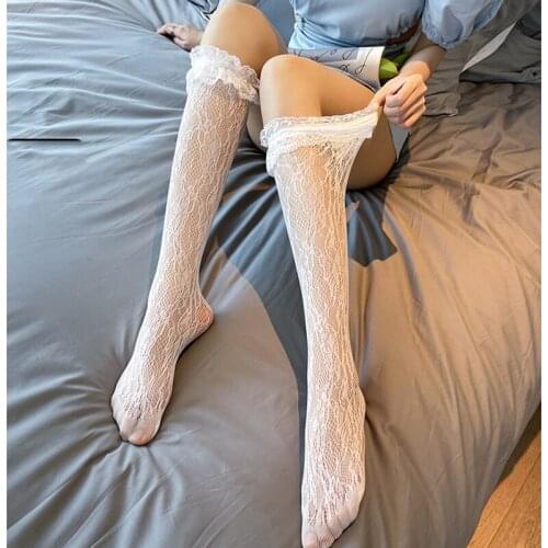 Womens Summer Socks New Lolita Japanese College Style Lace Thin Girls Knee Socks Cute Street Harajuku Females JK Pile Socks