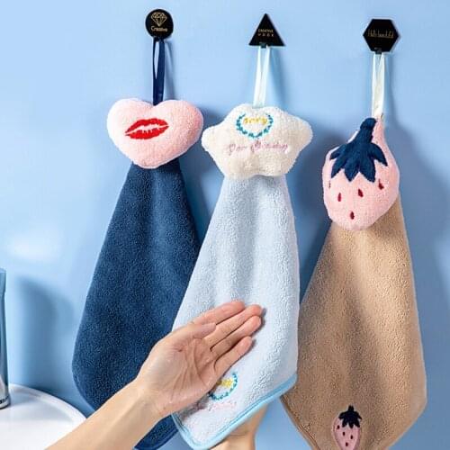 Handkerchief chiKitchen Cartoon Animal Hanging Cloth Soft Plush Dishcloths Hand Towel Wipe Hanging Bathing For Children Bathroom