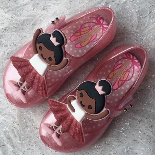 New Fashion Mini Melissa 2020 Childrens Jelly Shoes Kids Girl Ballet Princess Sandals Nonslip soft Beach Candy Shoes MN030
