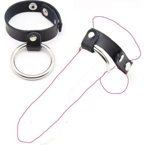 New Leather Cock Ring Penis Ring Male Chastity Device Cage Cockring Ball Stretcher Scrotum Delay Time Sexy Shop Sex Toys For Men