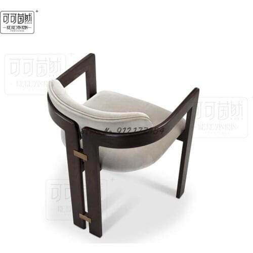 New Chinese Modern Minimalist Household Solid Wood Dining Chair With Armrest Model Room Negotiation Chair Hotel Club Furniture C