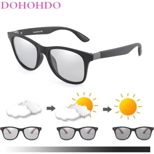 New Classic Polarized Photochromic Sunglasses Men Rivet Driving Square Change Color Sun Glasses Male Discoloration Goggles UV400