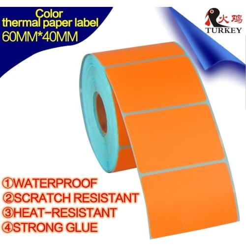 Orange color sticker printing label TOP Direct Thermal Labels 60MM X40MM (700 labels) packing /price labels