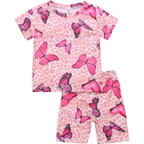 Ma&Baby 1-6Y Toddler Kid Girls Pajama Sets Butterfly Leopard Print Clothes Sleepwear Children Girls Costumes Outfits DD40
