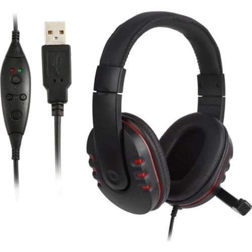 USB Wired Headband Headphone Noise Canceling Stereo Earphone with Microphone 2M Cable for PS3 / PS4 PC Gaming Headset