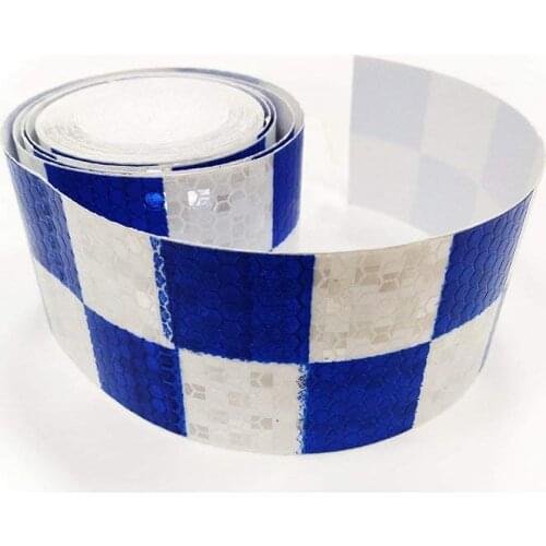 300CM*5CM Blue with White Square Reflective Tape Self-adhesive Safety Warning Conspicuity Night Reflector Strip Tape
