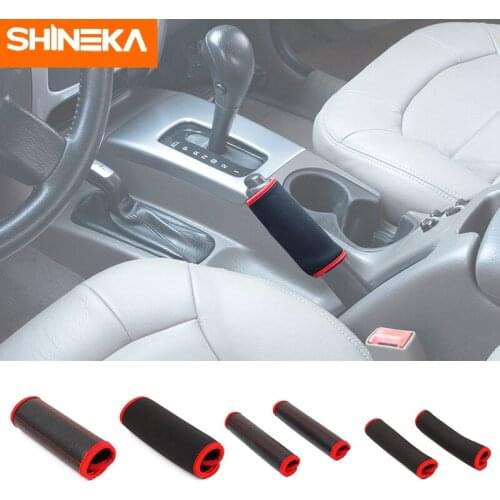 SHINEKA Car Roof Handle Cover For Liberty Car Leather Hand Brake Cover Protective Sleeve Accessories For Jeep Liberty1999-2007