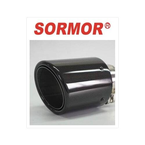 Sormor car accessories One PCS Curly edge Carbon Fiber Coated Stainless Steel light black muffler tips universal