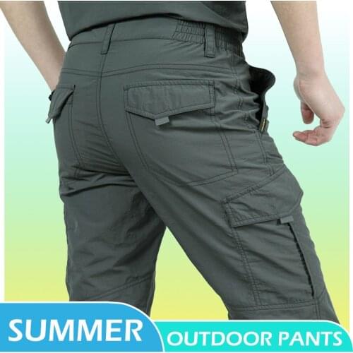 Light weight Breathable Waterproof Trousers Men Casual Summer Thin Military Cargo Pants Mens Tactical Work Out Quick Dry Pants
