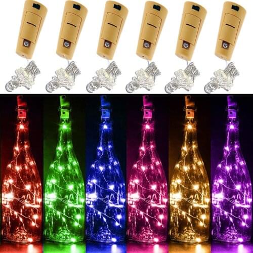 2m Wine Bottle Lights String Fairy Light Cork Copper Wire String LED Garland Christmas Lights Festival Party Wedding Decartiaon