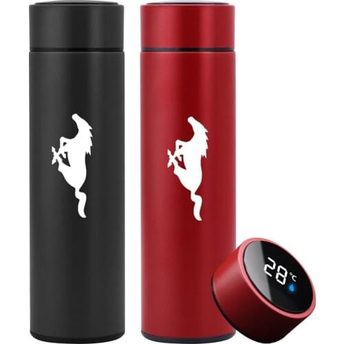 Car logo Mug Laser engraving Temperature Display Insulated Cup Stainless Steel Thermos Flask For ford MK3 2018 2019 2020 mustang