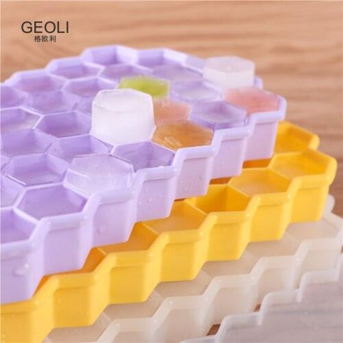Honeycomb Mini Ice Maker Cube Eco-Friendly Cavity Silicone Tray Mold Trays With Removable Lids Silica Gel BPA Free