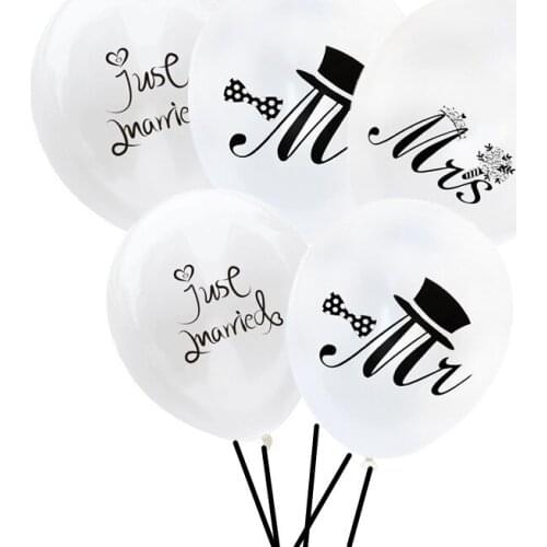 100pcs Wedding Theme Party Mr Mrs Balloons Black Letters White Cute Couple Dating Romantic Atmosphere Decoration Balloon