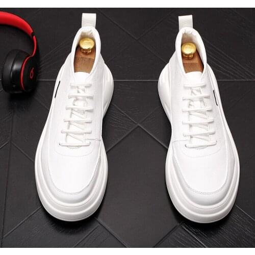 High hops Classic Men White sneakes shoes Fashion Lace Up Casual Comfort British Platform Trending Leisure Shoes Man