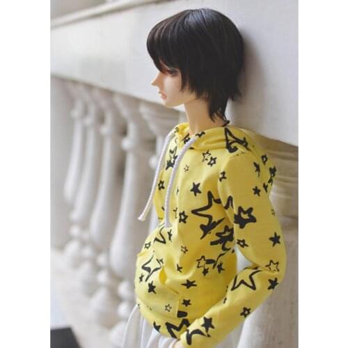 [wamami] Star Yellow T-Shirt Pullover Hoodie For 1/3 1/4 MSD SD17 DZ BJD Dolls
