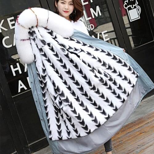 Women Clothes 2020 Rabbit Real Fur Parka Warm Winter Coat Womens Clothing Manteau Femme YY2087