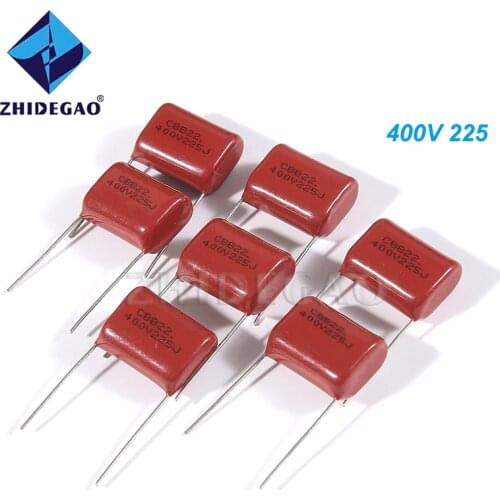 ZHIDEGAO 10PCS 400V225J 2.2UF Pitch 20M 225J400V 225 400V 2200PF CBB Polypropylene film capacitor