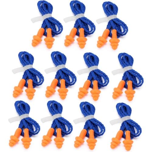10 Pairs Hot Waterproof Swimming Ear Plugs Silicone Corded Reusable Hearing Protect Safety Earplugs Diving Water Sports Swimming