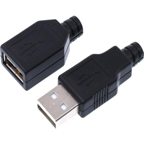 10PCS A public wire-type male USB type A male three-piece plastic shell seat 4P4 line with heat-formed plastic shell