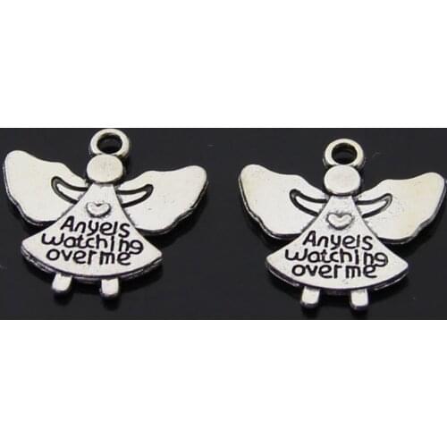 100pcs Alloy Angels Watching Over Me Charms Pendants Diy Jewelry Findings Accessories 20*20mm Wholesale