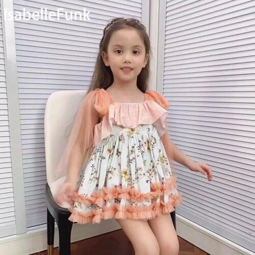 2020summer Spain kids dresses for girls hoodie dress girl party dress floral vocation wedding party fashion dress