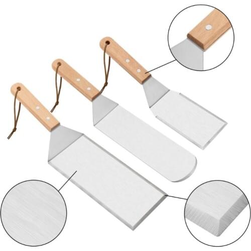 3pcs/set Stainless Steel Steak Fried Shovel Flat Spatula Pizza Peel Spade Tool