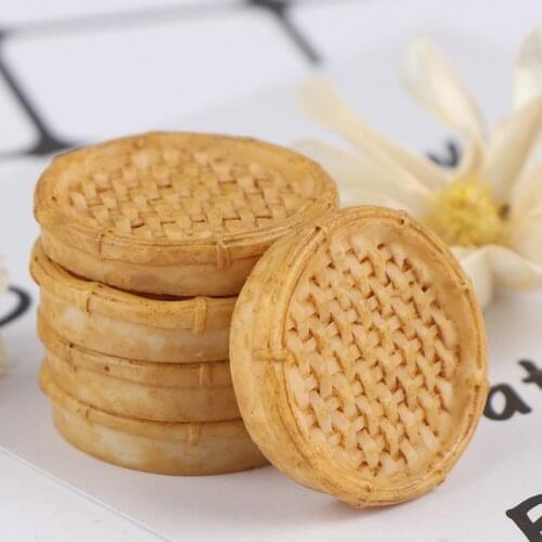 5PCS 1:12 Dollhouse Miniature Food Toy Dollhouse Miniature Resin Bamboo Basket Pretend Play DIY Accessories